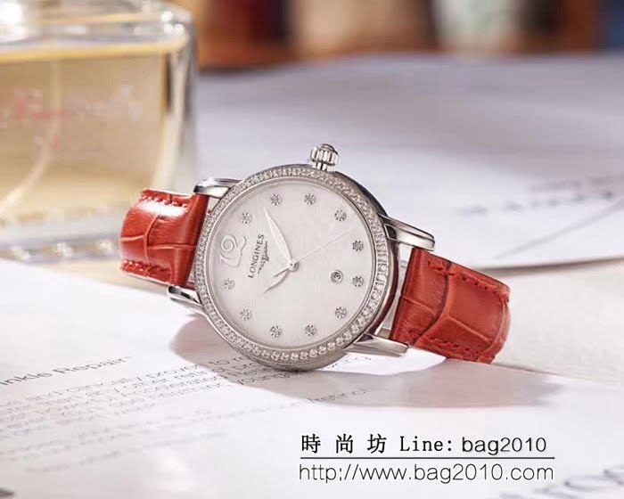 LONGINES浪琴 音符波紋貝母面 輕奢風女士腕表 WSS0584
